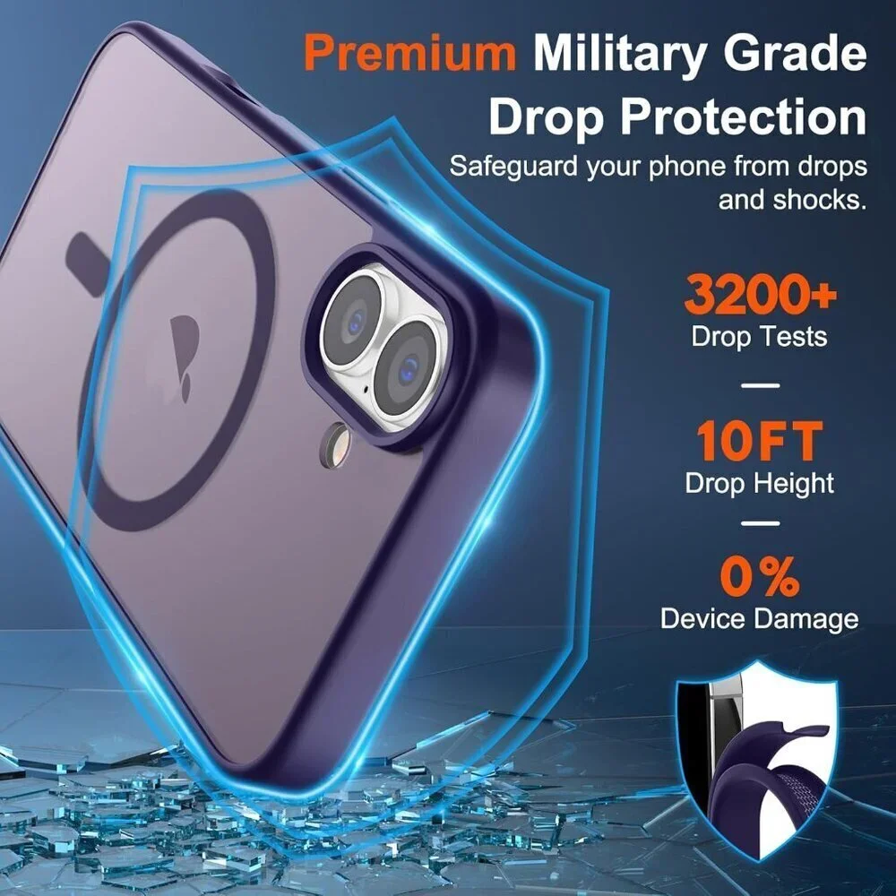 Dark Purple I-phone 17 Pro Max Case Compatible Mag Safe Matte Shockproof